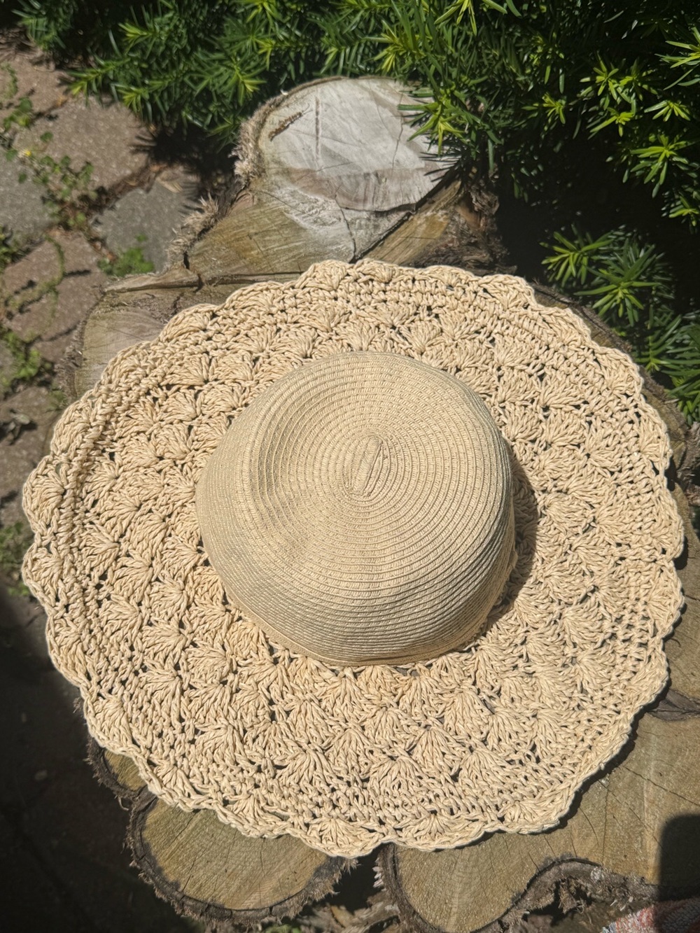 Women’s Wide Brim Crochet Sun Hat Floppy - Cream